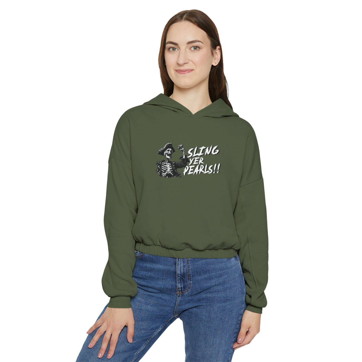 "Sling Yer Pearls!" Women's Cinched Bottom Hoodie