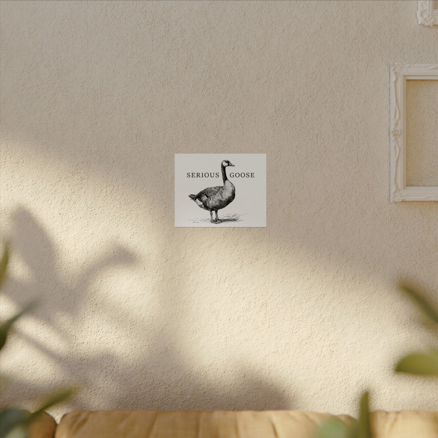 Serious Goose 8" x 10" Black & White Textured Watercolor Matte Posters