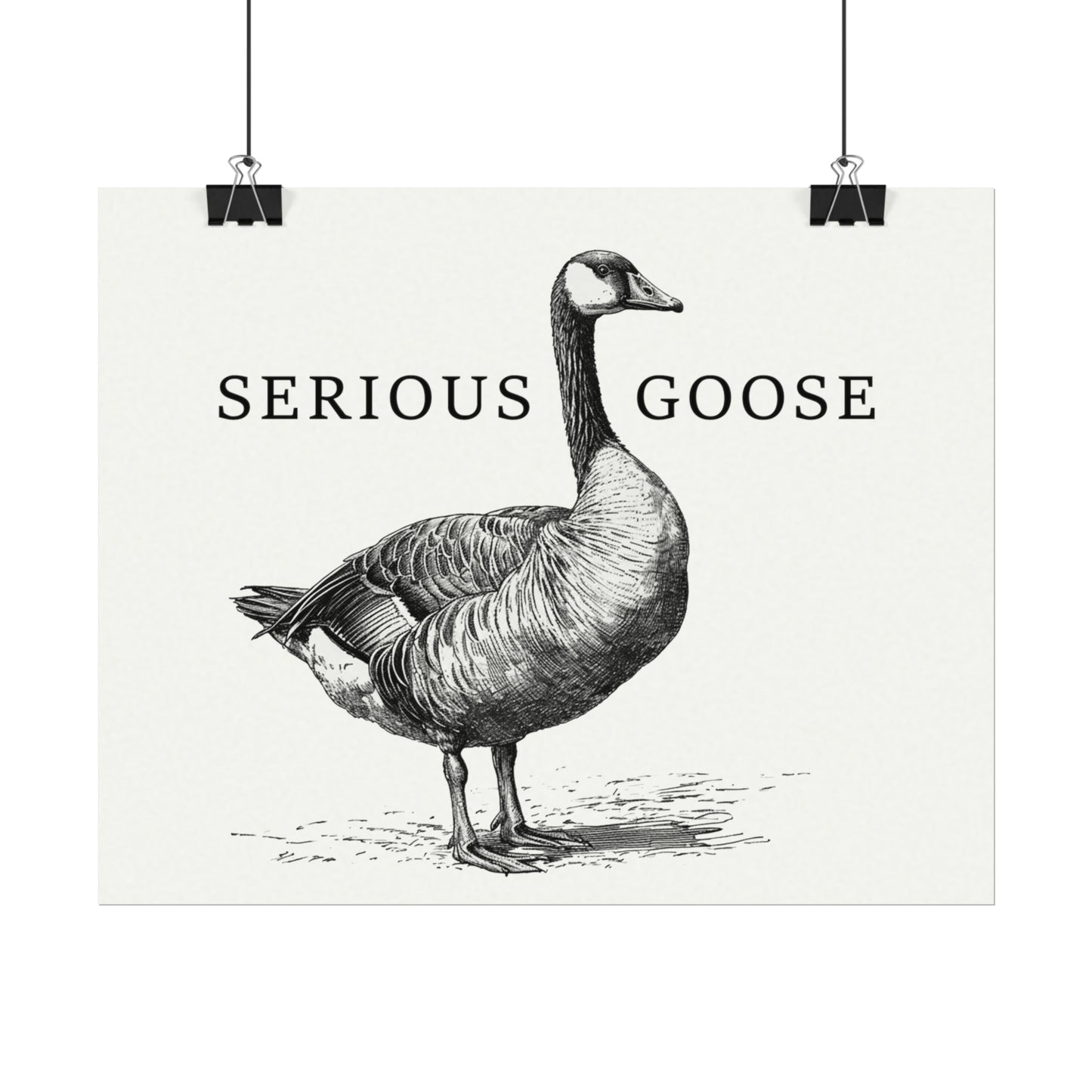 Serious Goose 8" x 10" Black & White Textured Watercolor Matte Posters