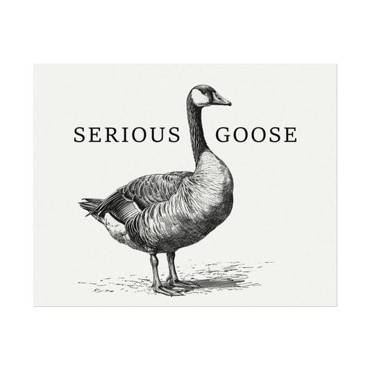 Serious Goose 8" x 10" Black & White Textured Watercolor Matte Posters