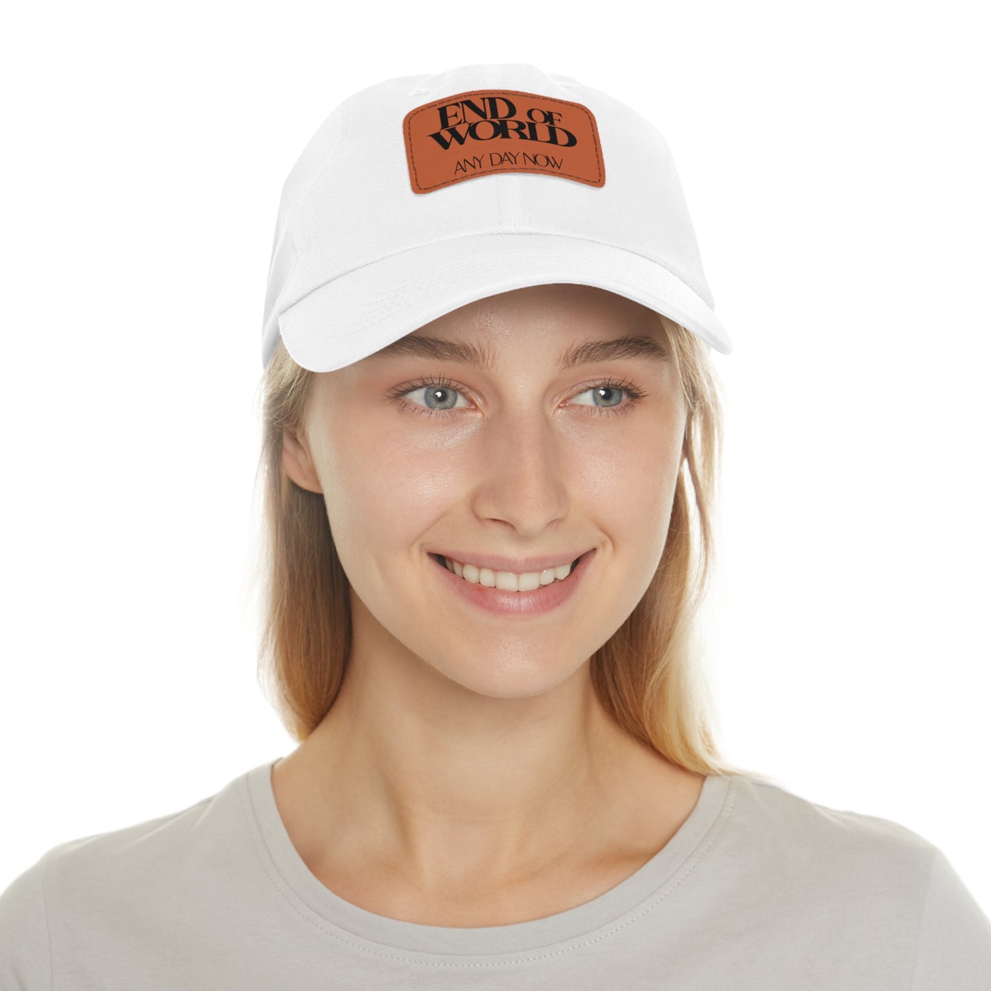 End of World Any Day Now Dad Hat with Leather Patch (Rectangle)